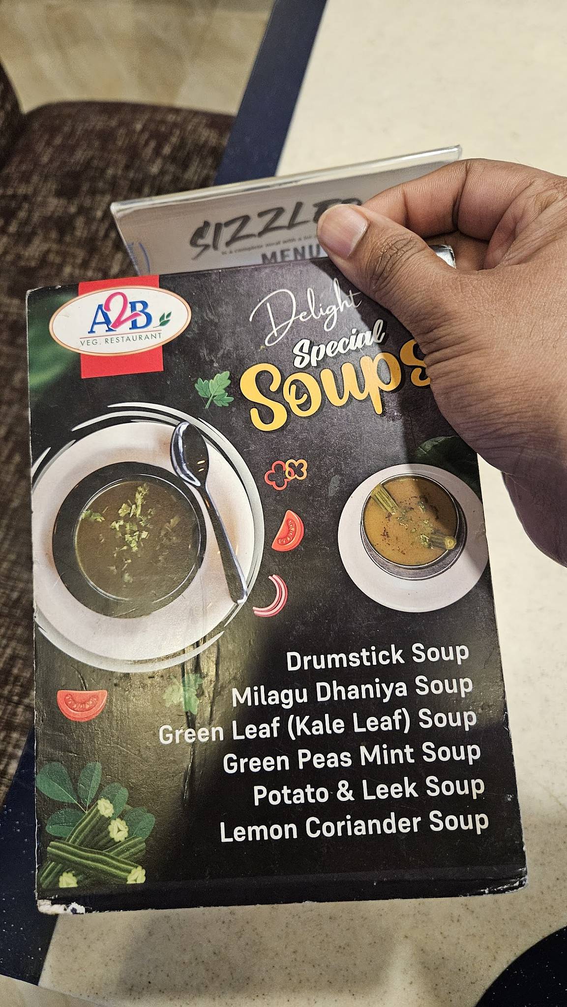 Adyar Ananda Bhavan - A2B menu
