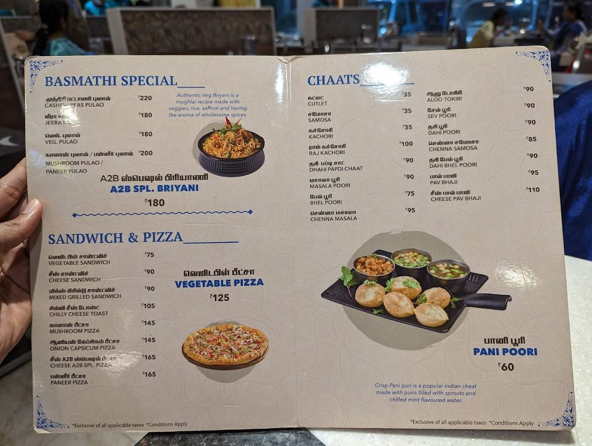 Adyar Ananda Bhavan - A2B menu