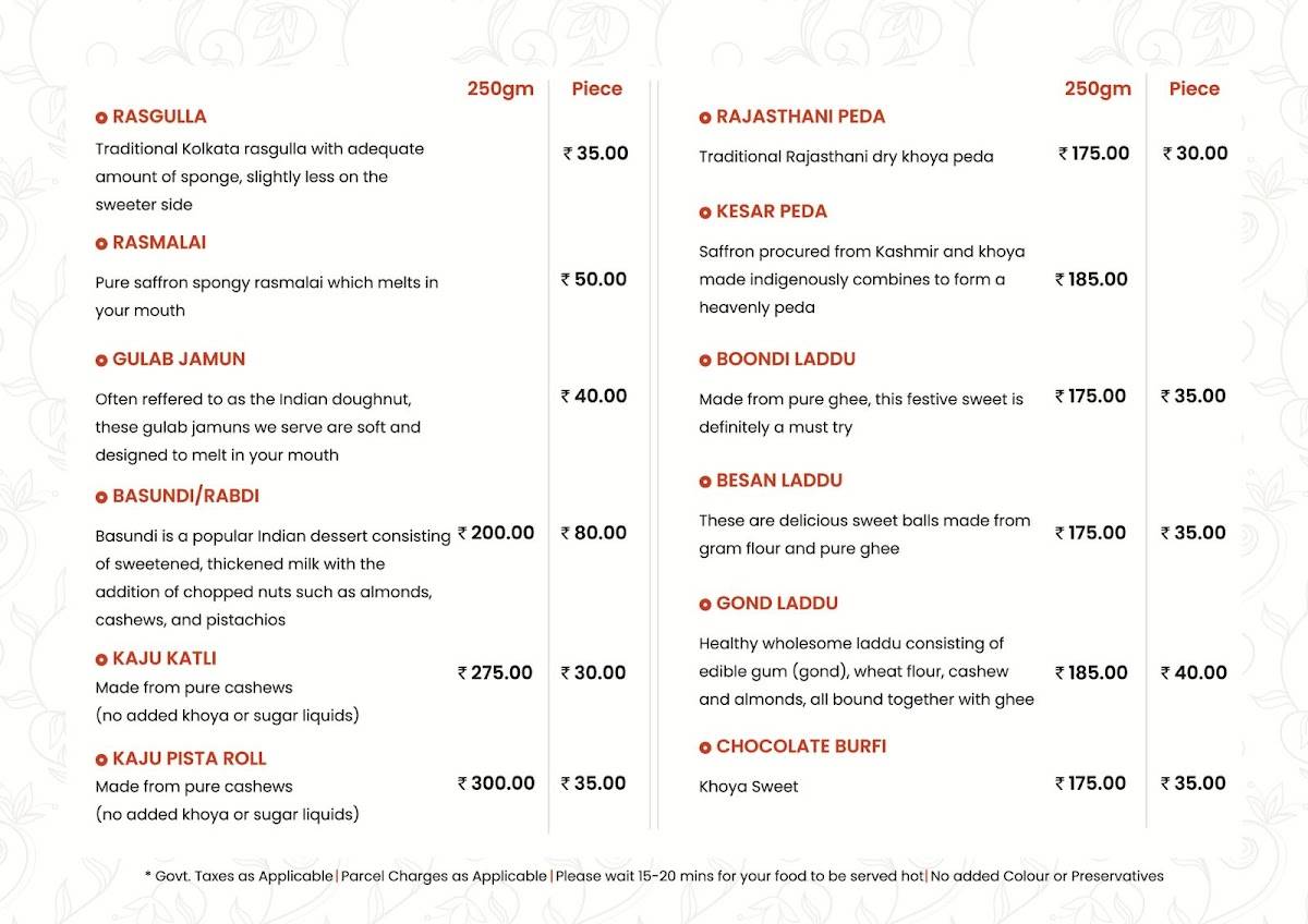 Ajay's Delhiwala Sweet Home menu
