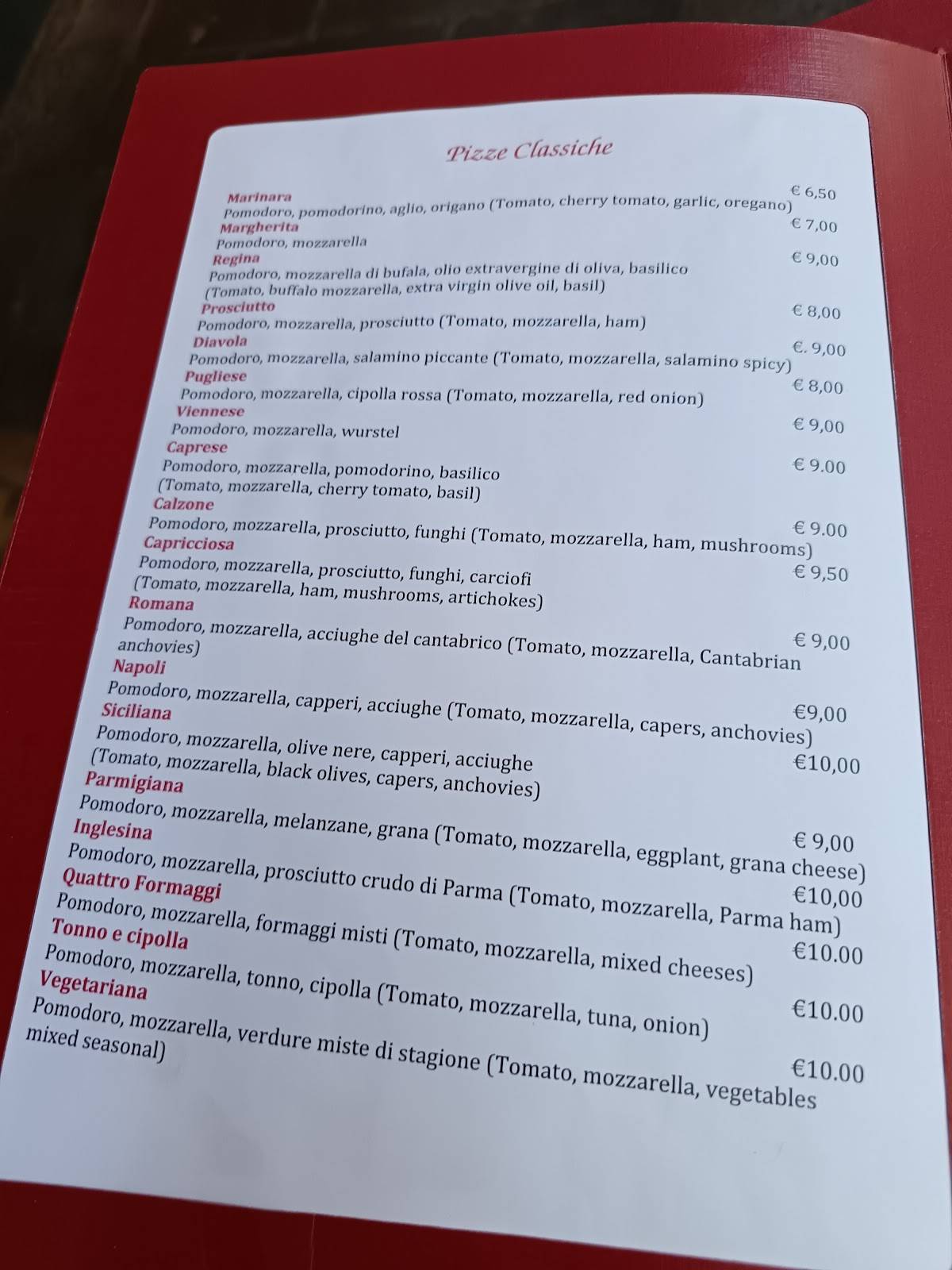 Menu di Al Santo 