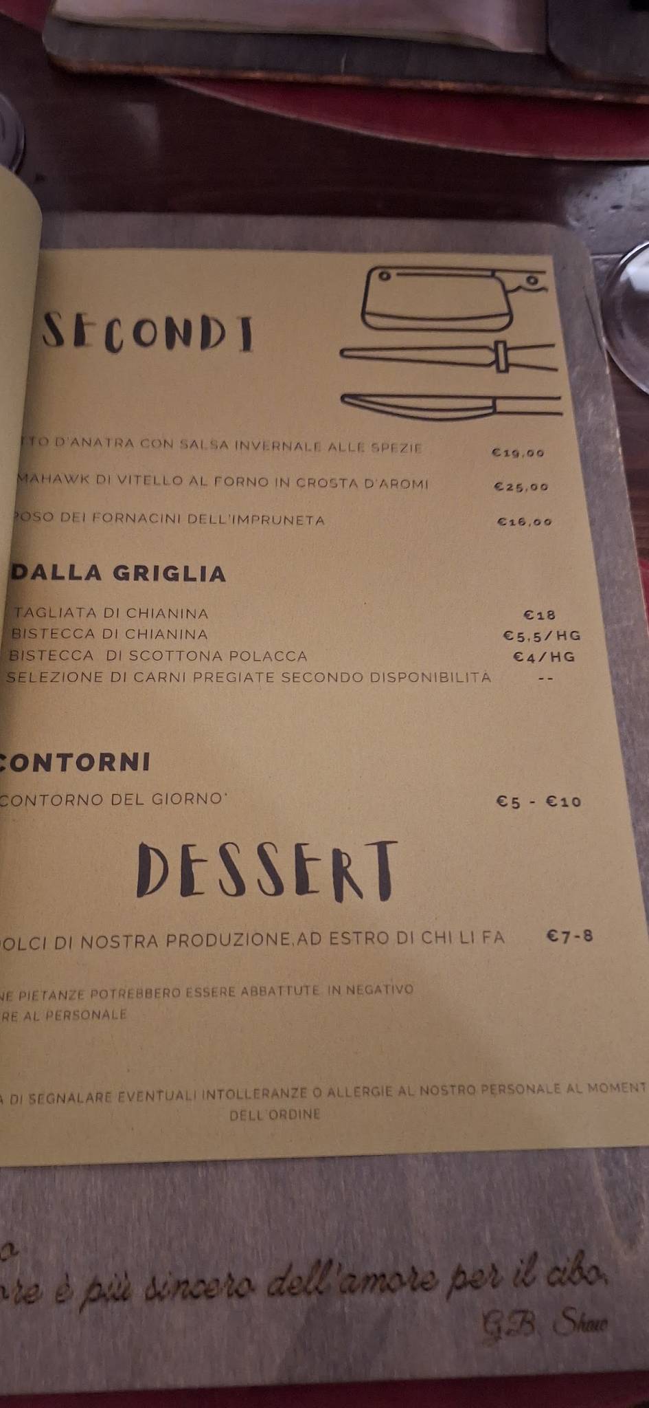 Menu di Al Toscano 