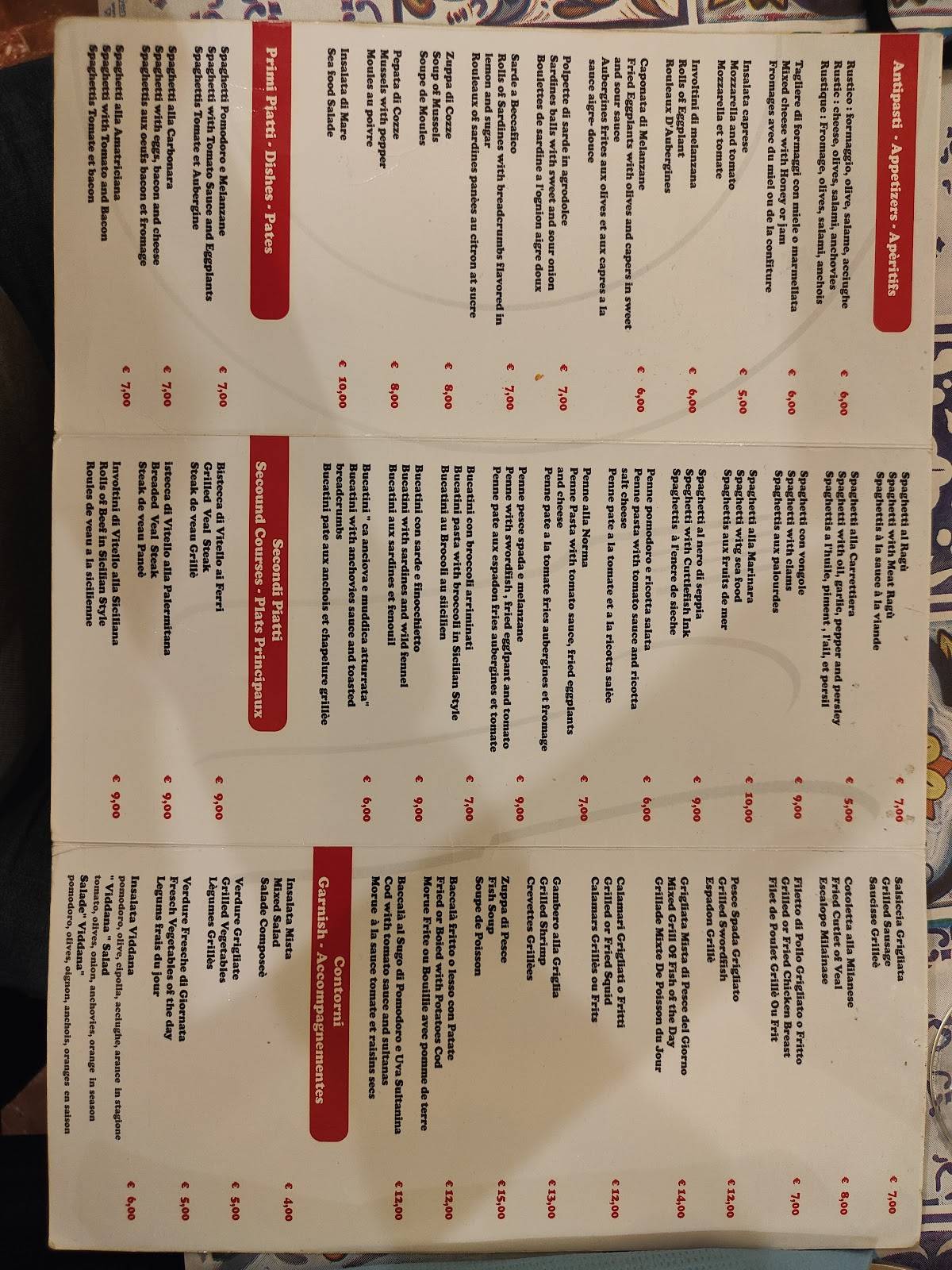 Menu di Al Vecchio Ristoro Del Corso 
