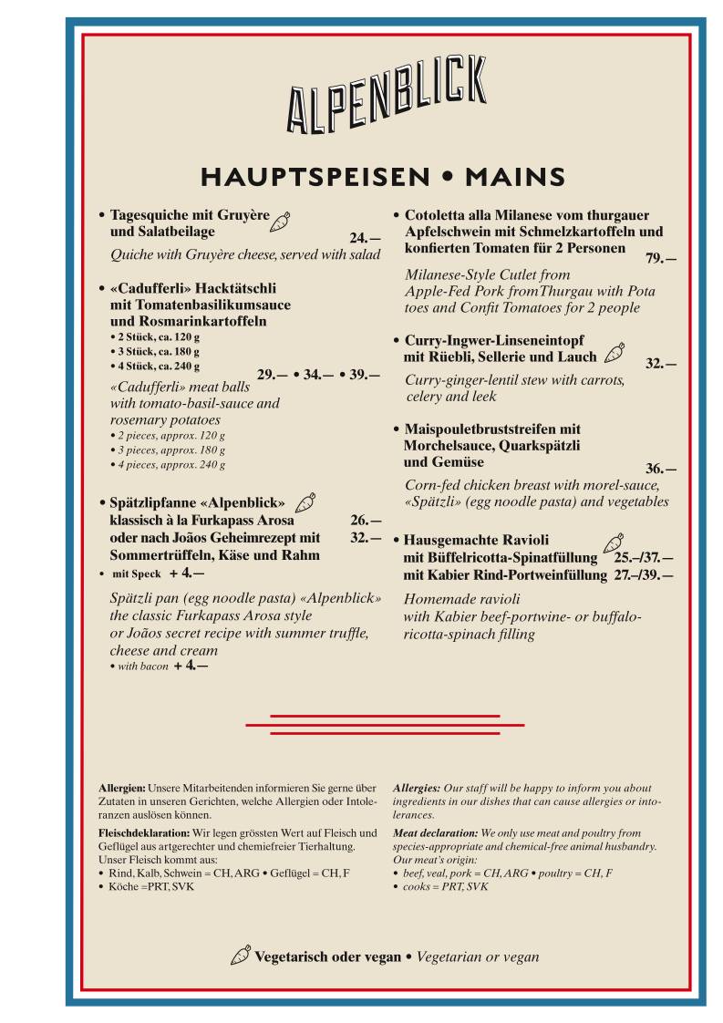 Menu di Alpenblick Bergrestaurant & Hotel 