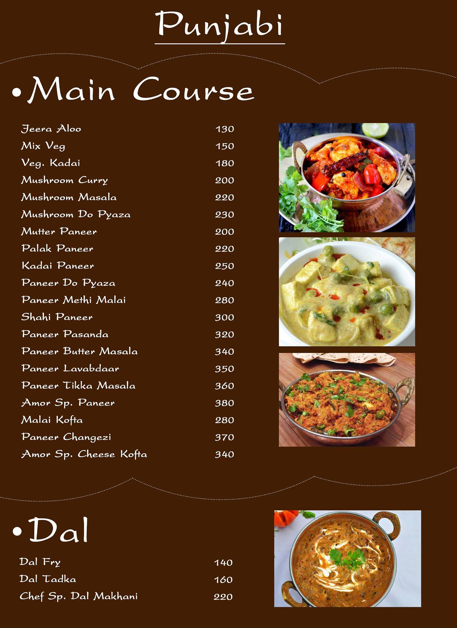 Amor Restaurant menu