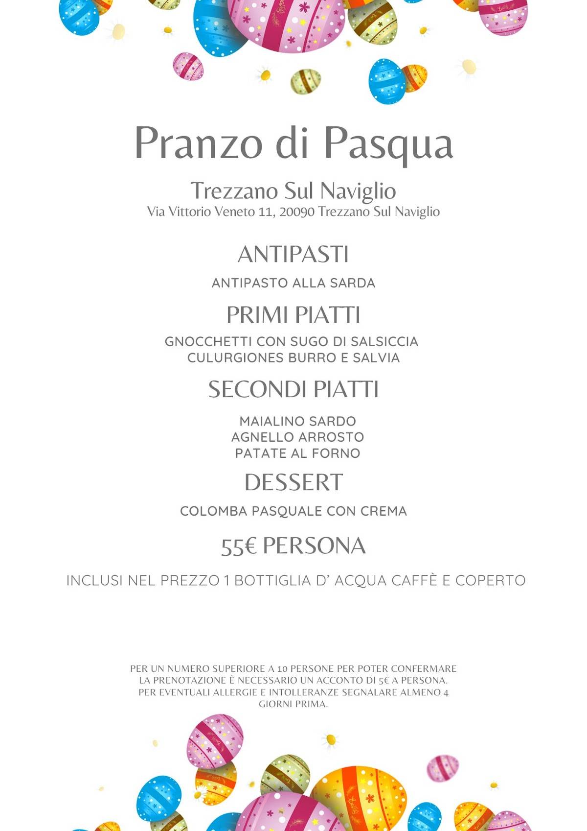 Menu di Antica Osteria sul Naviglio 