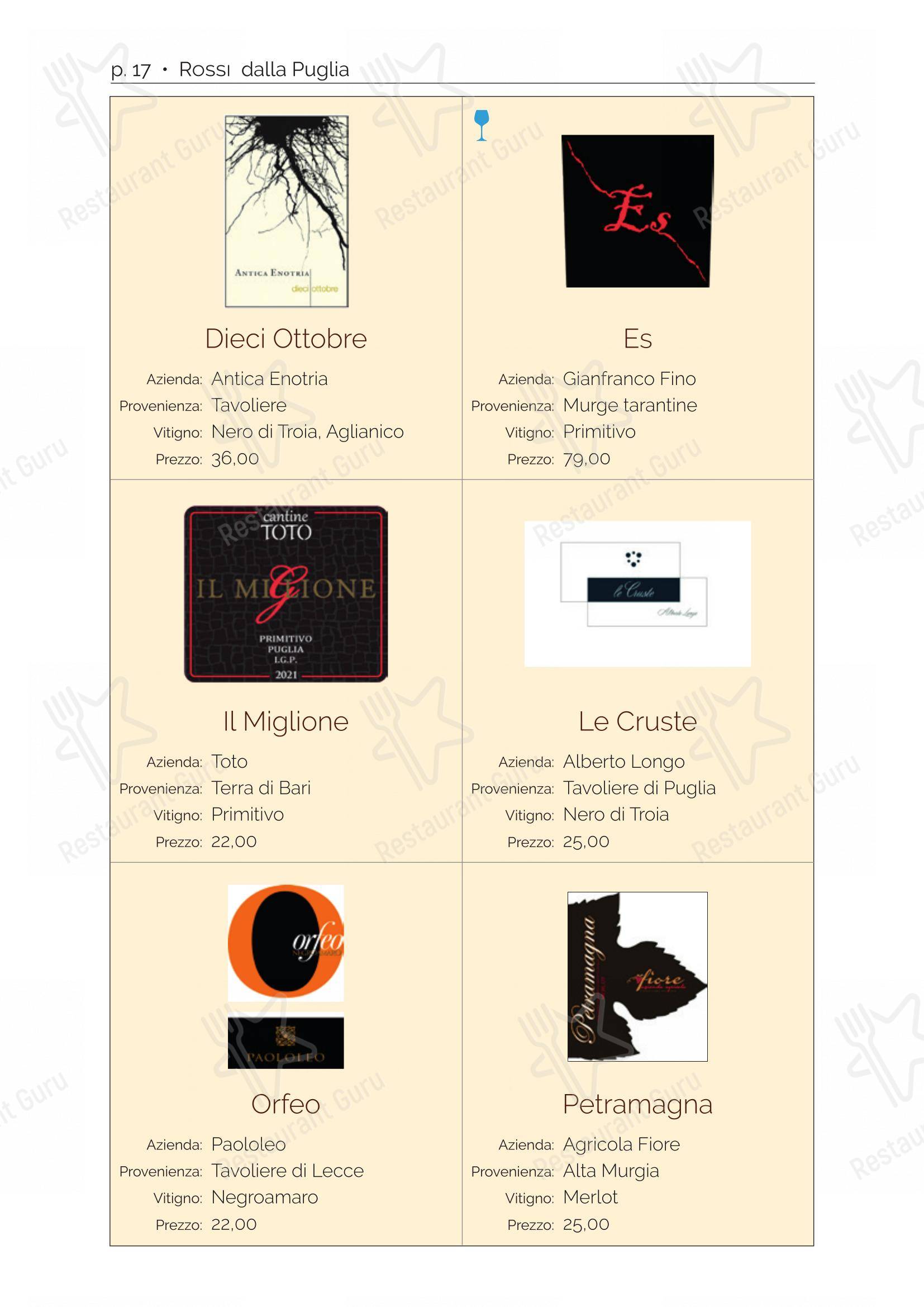 Menu bar per Ristorante Antiche Mura ristorante