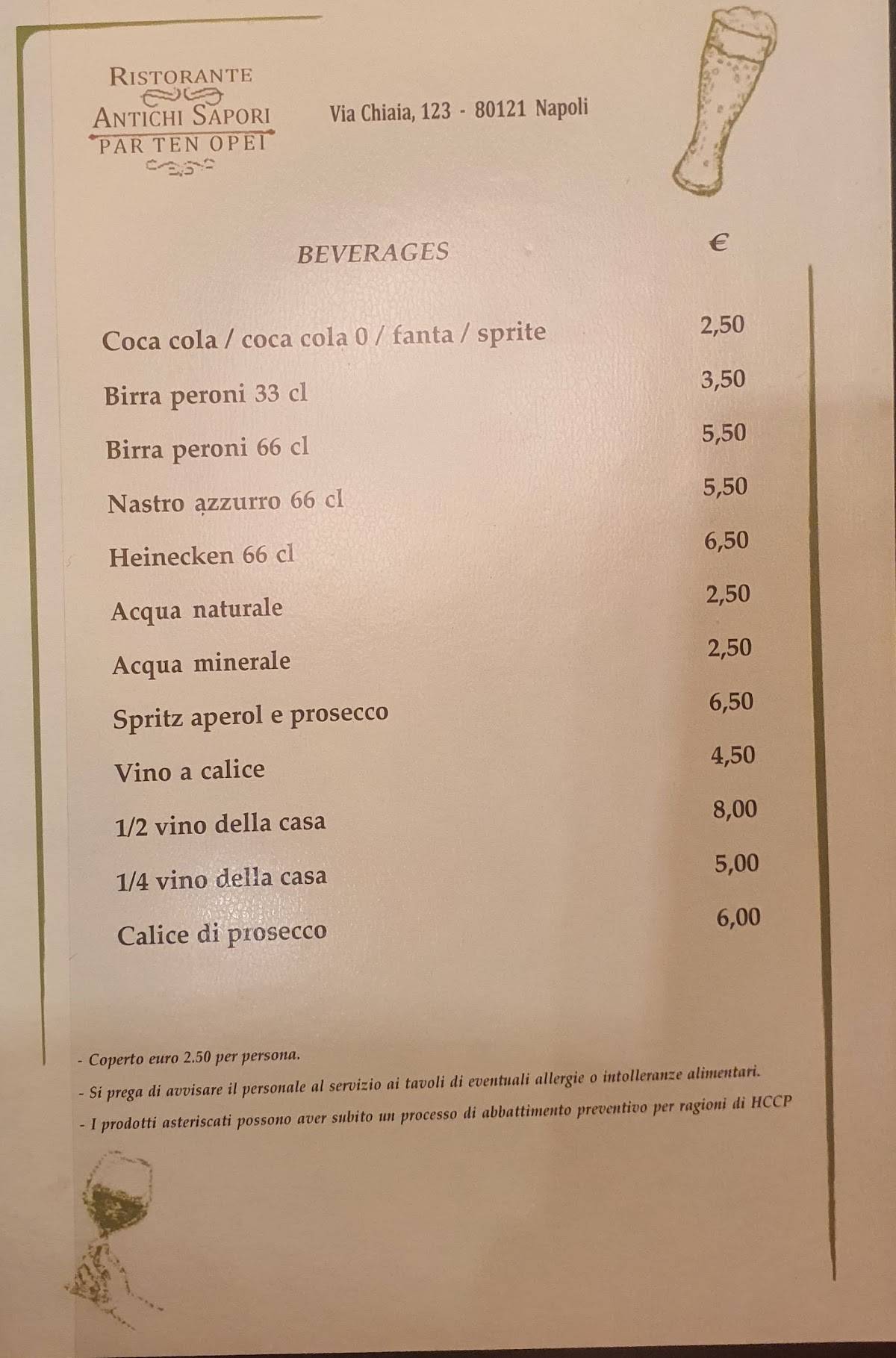 Menu Da Ristorante Antichi Sapori Partenopei Napoli