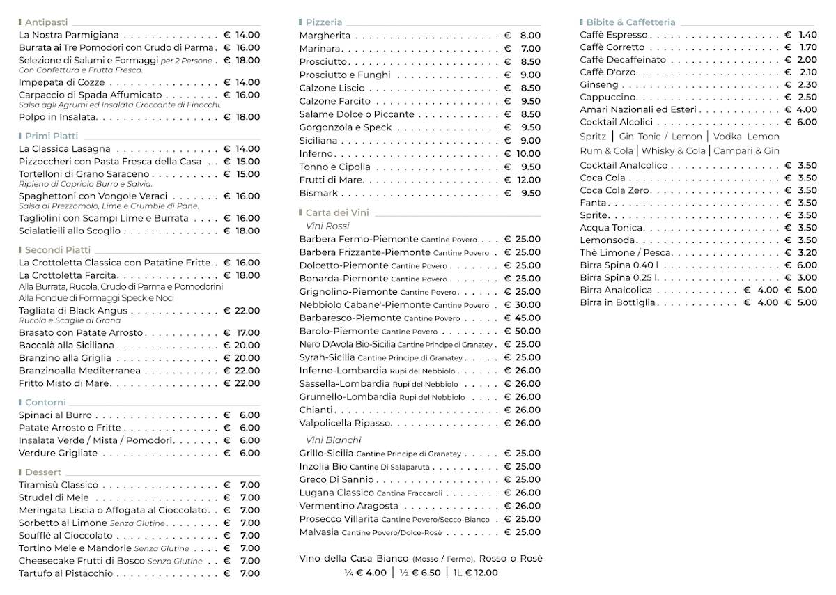 Menu di Ristorante Antico Crotto 