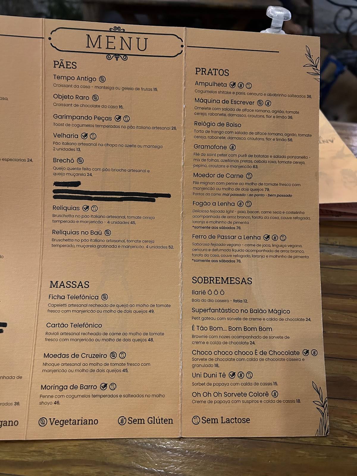 Antiquário Bar & Café cardápio