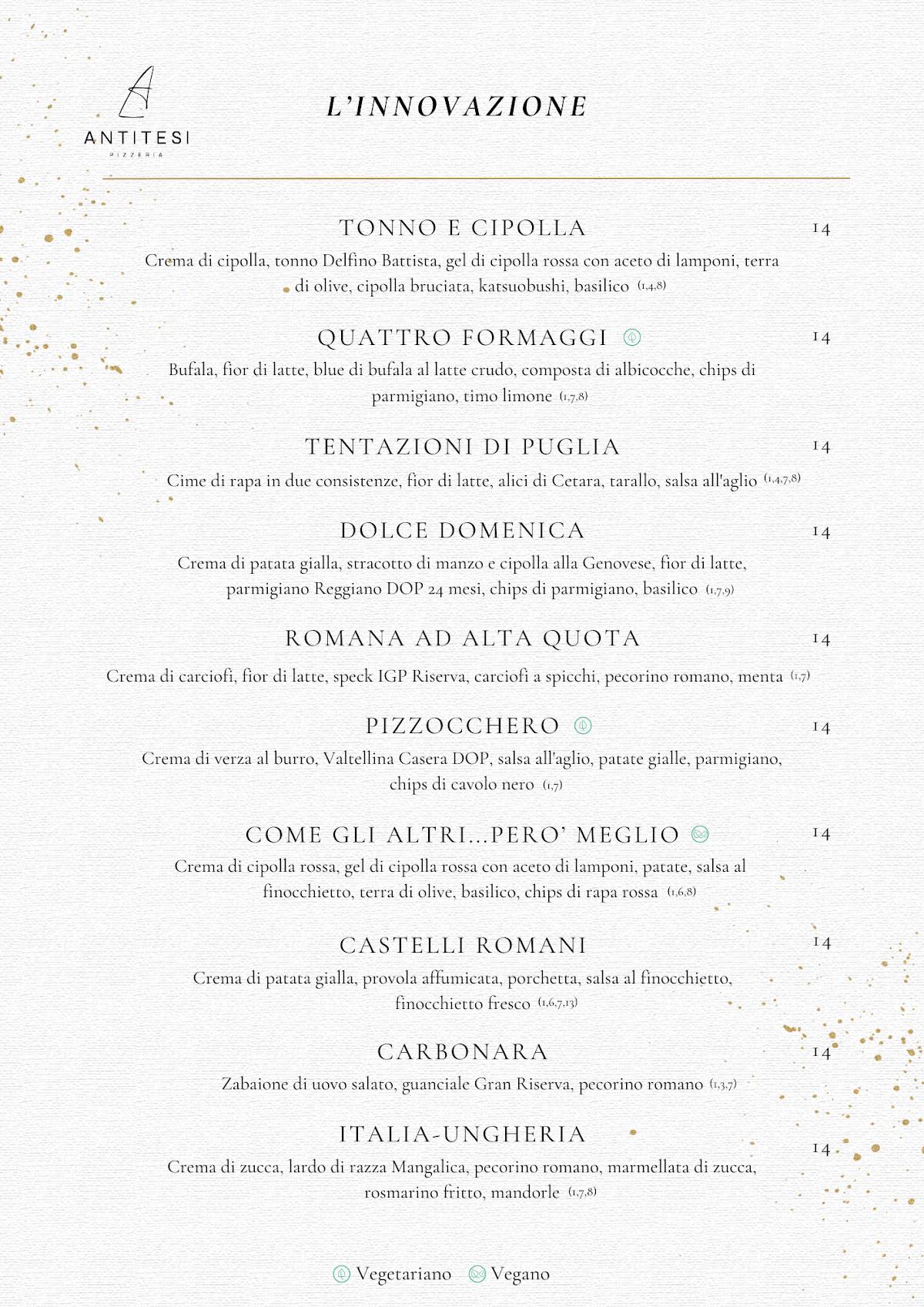 Menu di Antitesi Pizzeria 