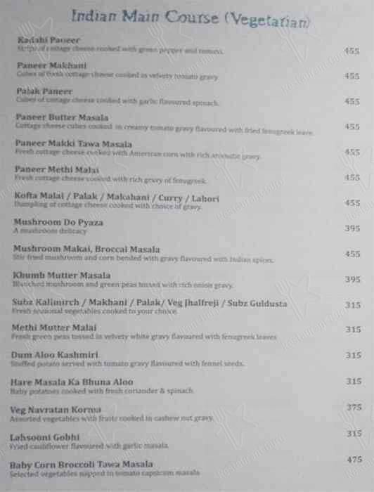 Aqua Blue menu