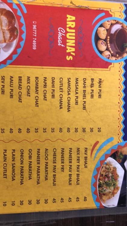 Arjuna’s Tea&Cake menu