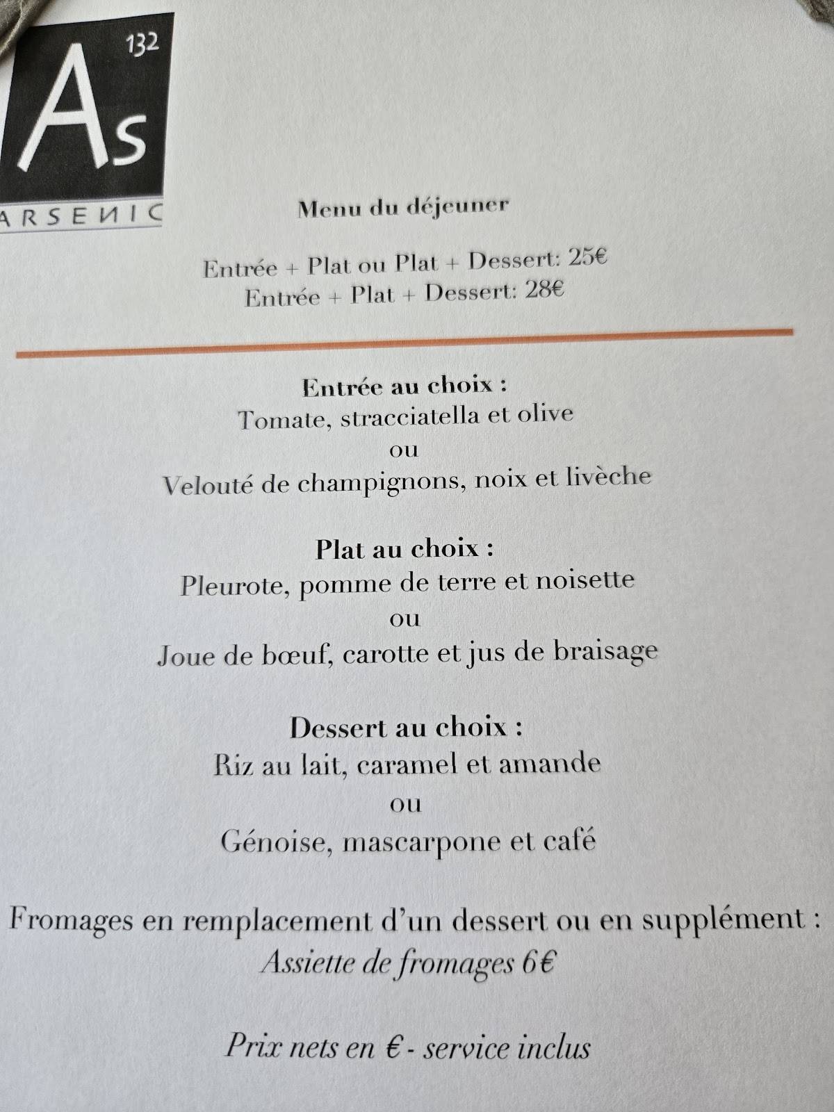 Menu de Arsenic