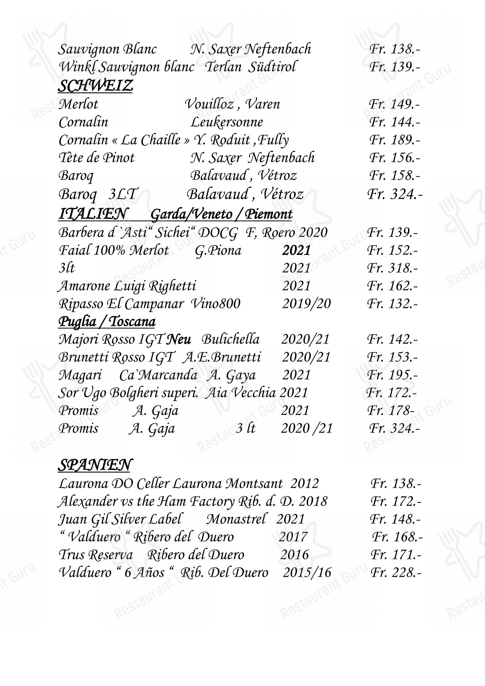 Menu di Restaurant Avena - Основное меню