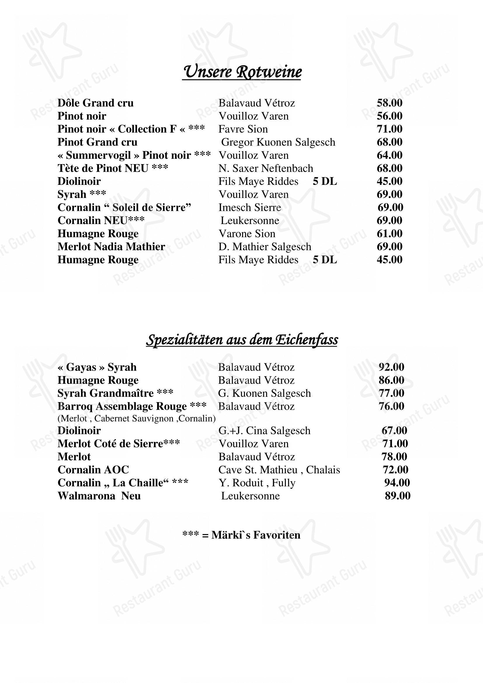 Основное меню per Restaurant Avena ristorante