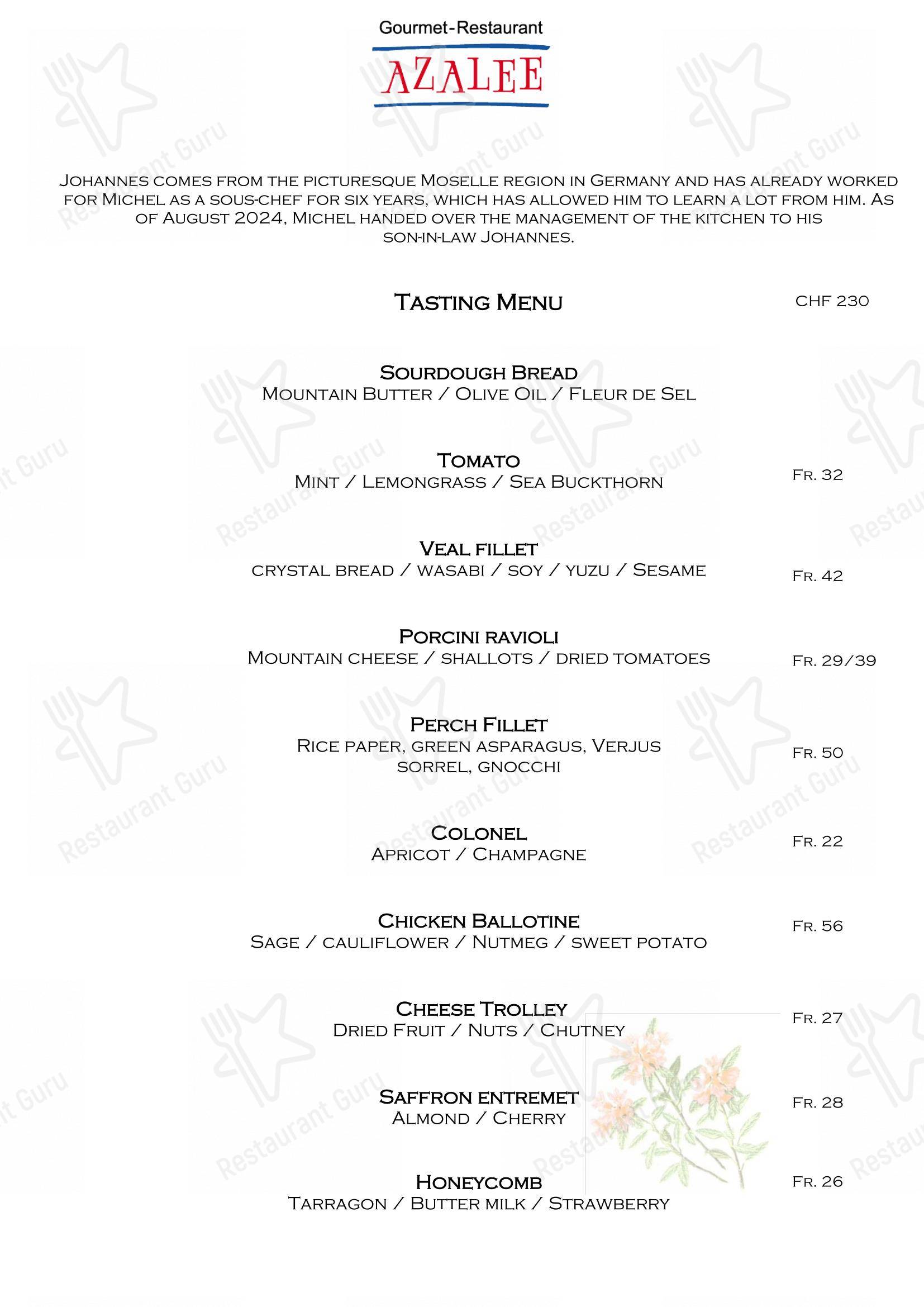Menu per Restaurant Azalée in Saanen