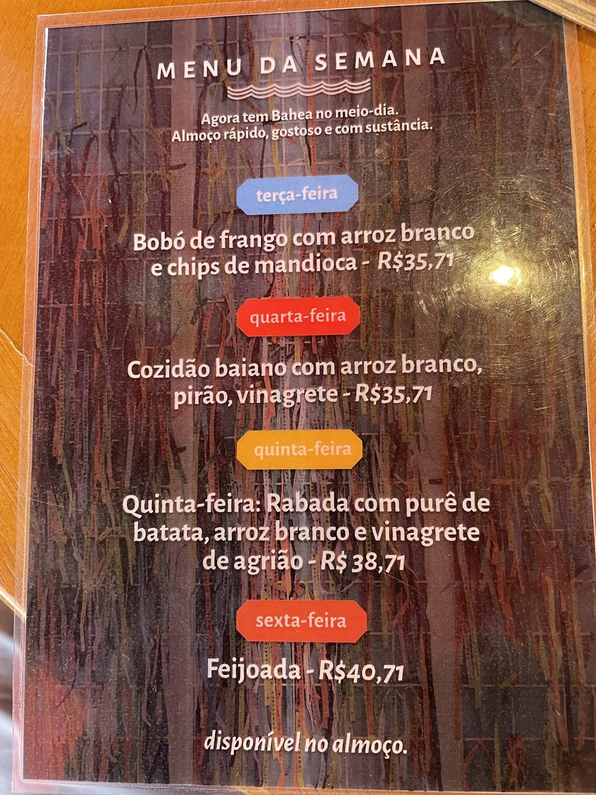 Ô BAHEA cardápio