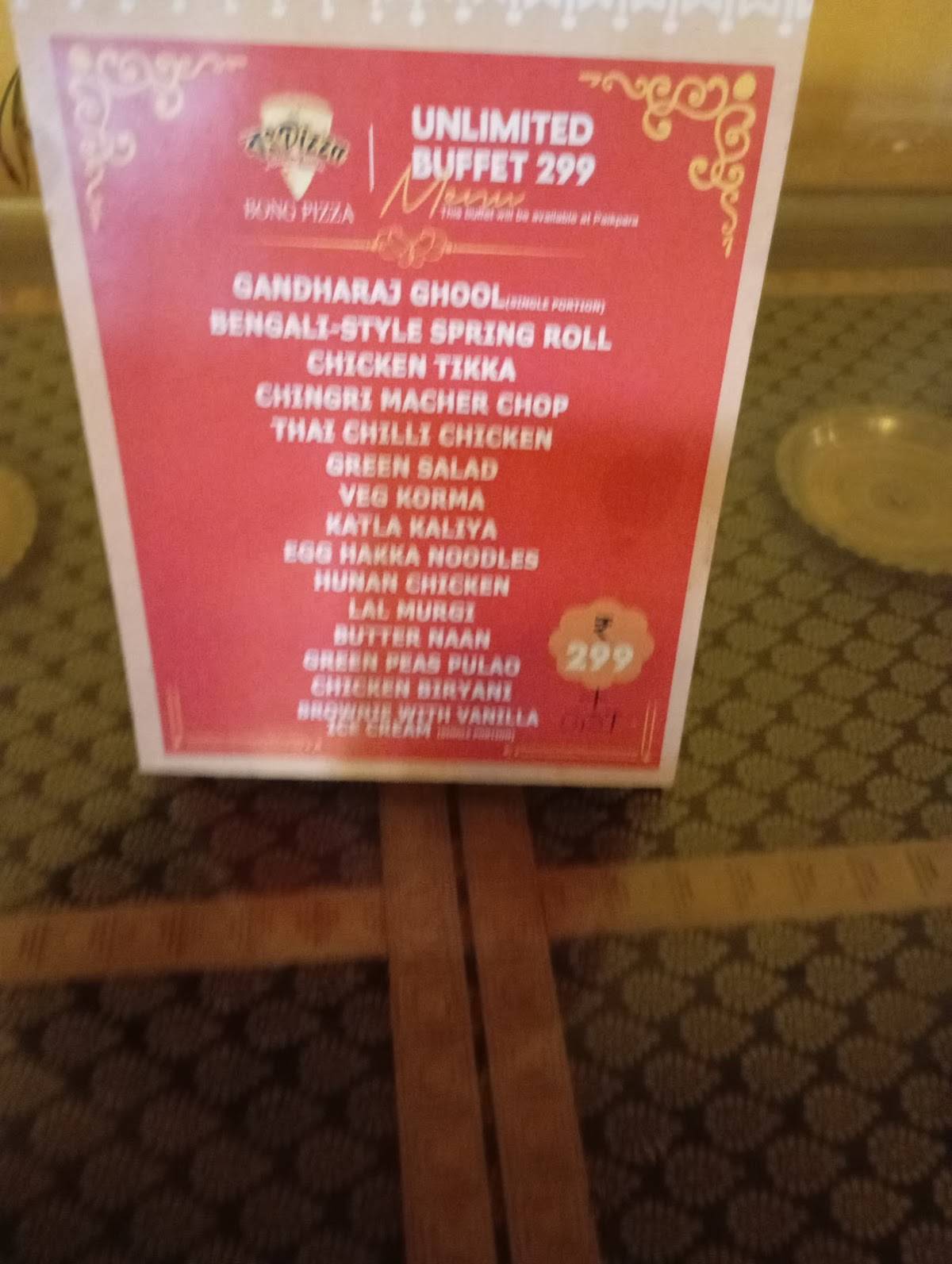 BONG PIZZA PAIKPARA menu