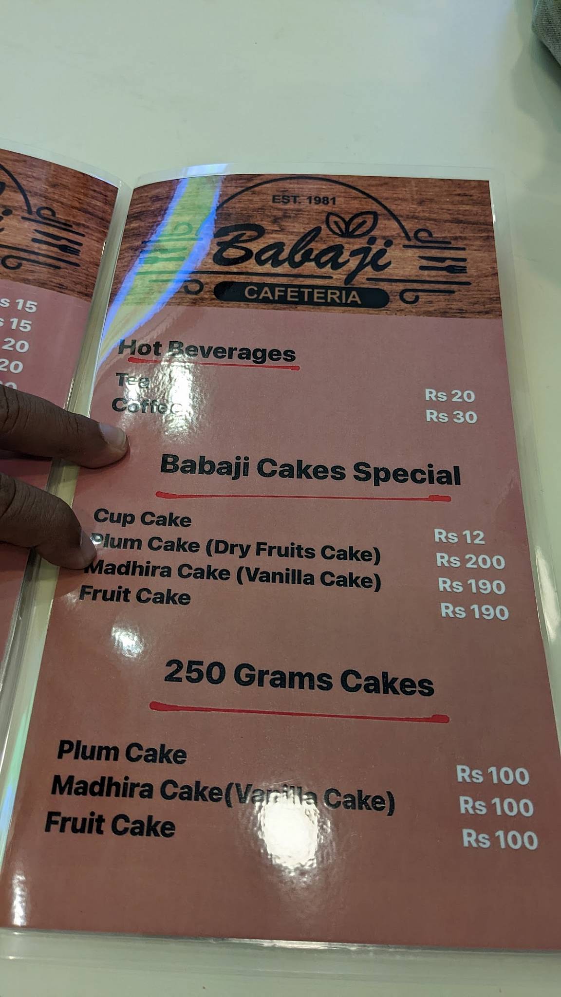 Babaji Cold Drinks menu