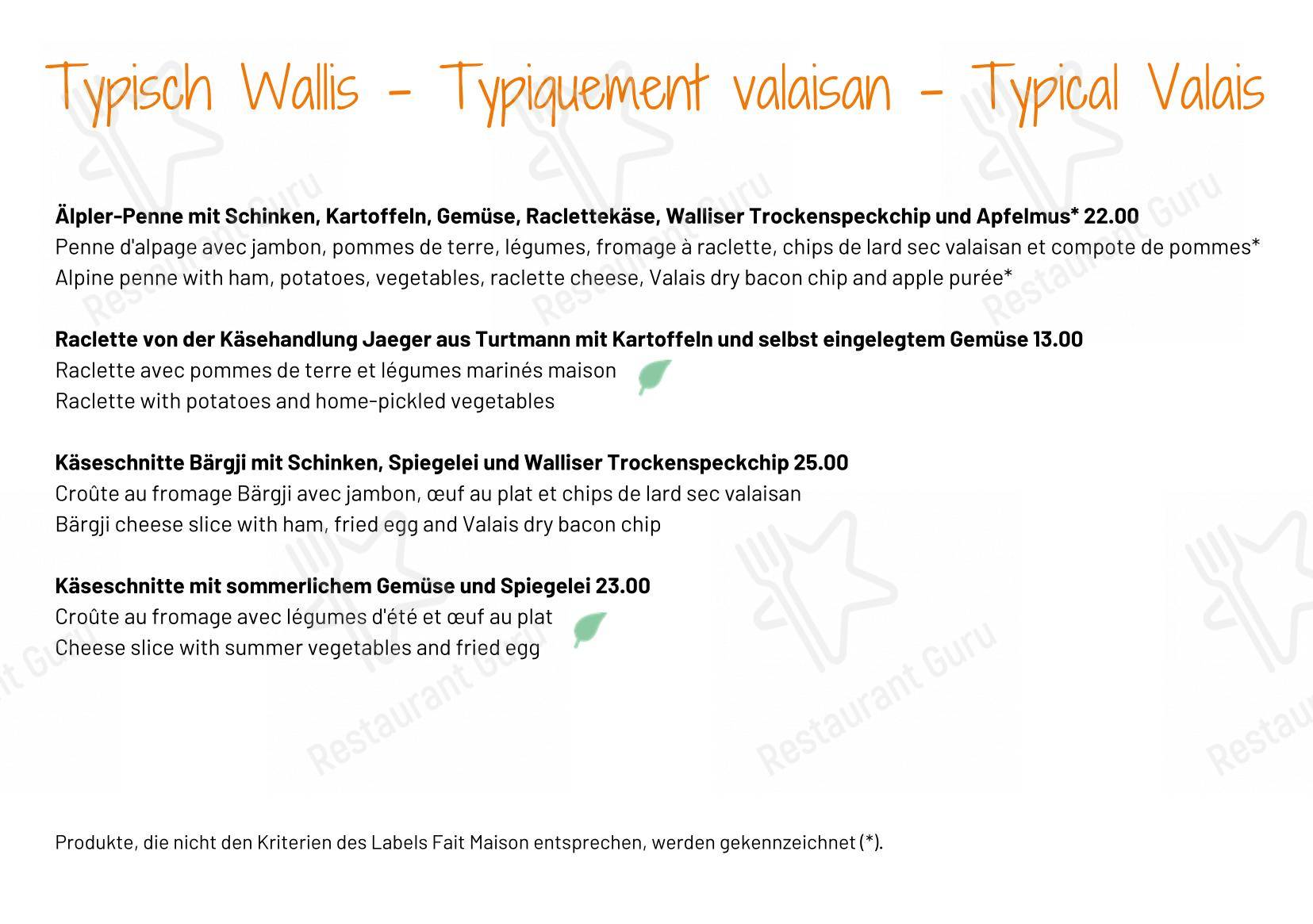 Menu bar per Restaurant Bärgji-Alp ristorante