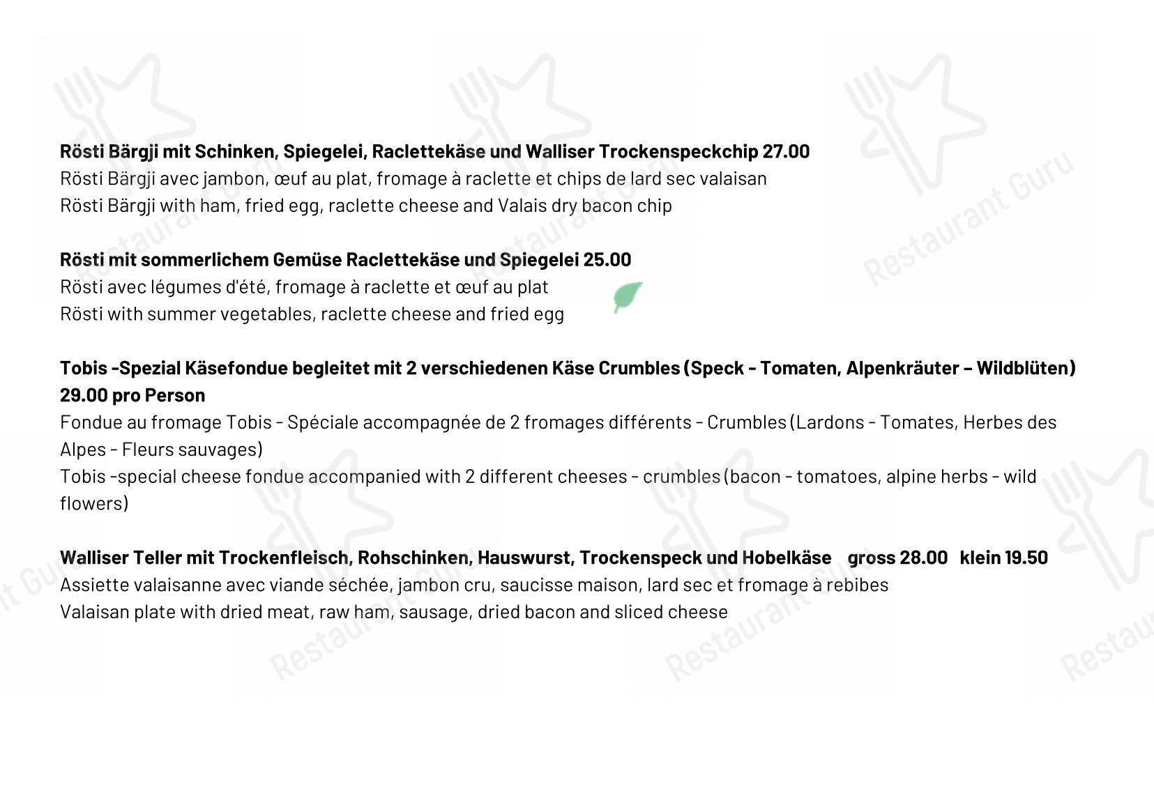 Menu bar per Restaurant Bärgji-Alp in Grächen