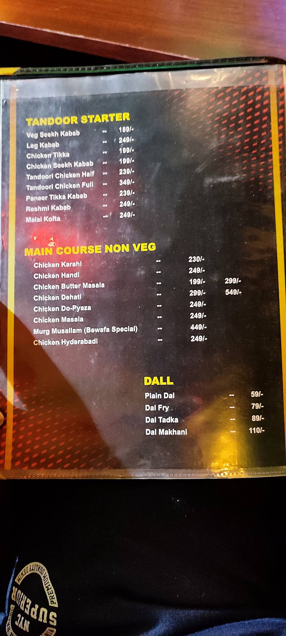 Bewafa Cafe & Restaurent menu