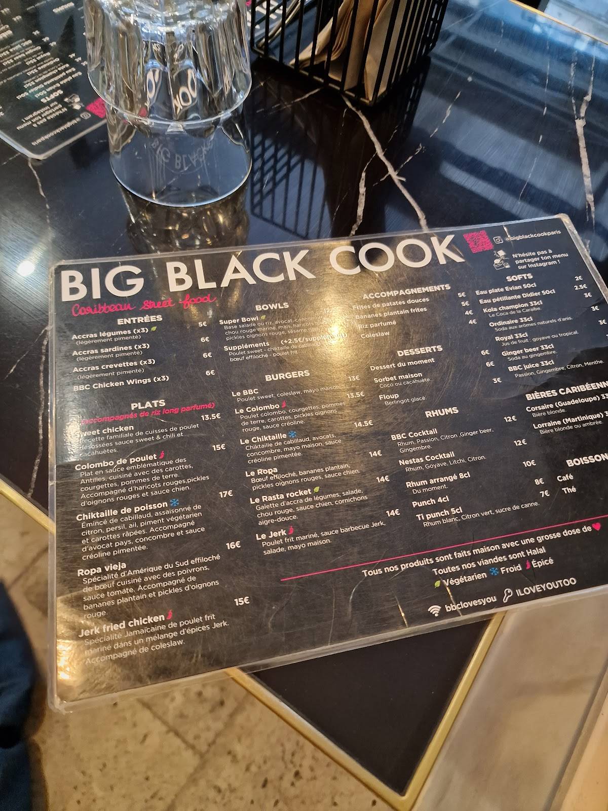 Меню ресторана Big Black Cook, Париж, 7 Rue Tiquetonne