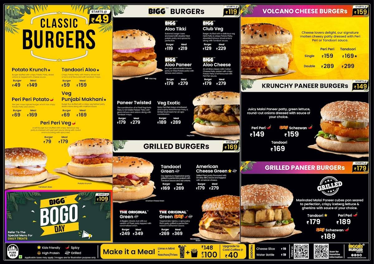 Biggies Burger: CG Road menu