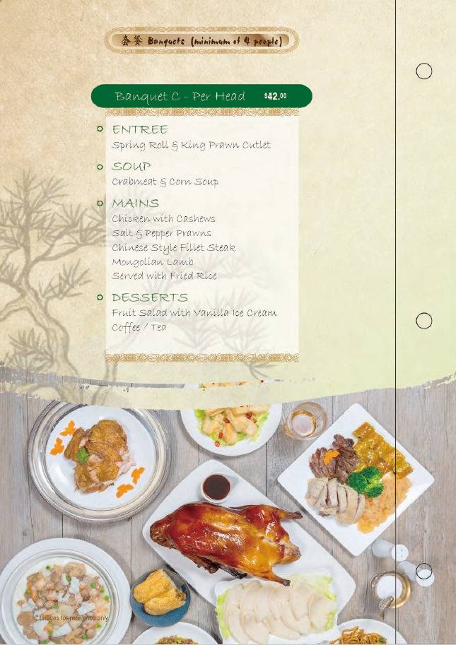 Menu at Billy's Pine and Bamboo Restaurant, Cannon Hill