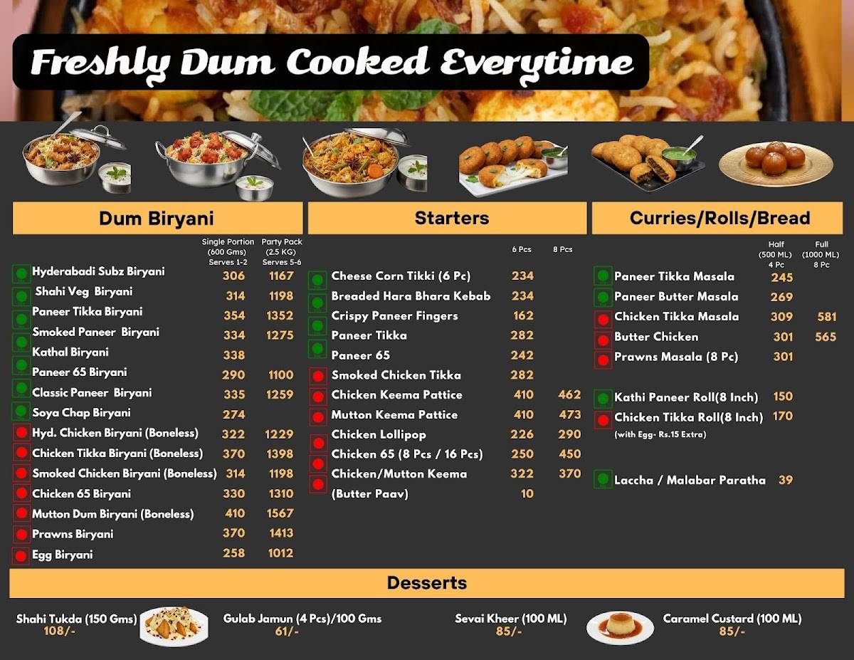 Biryani & Me menu