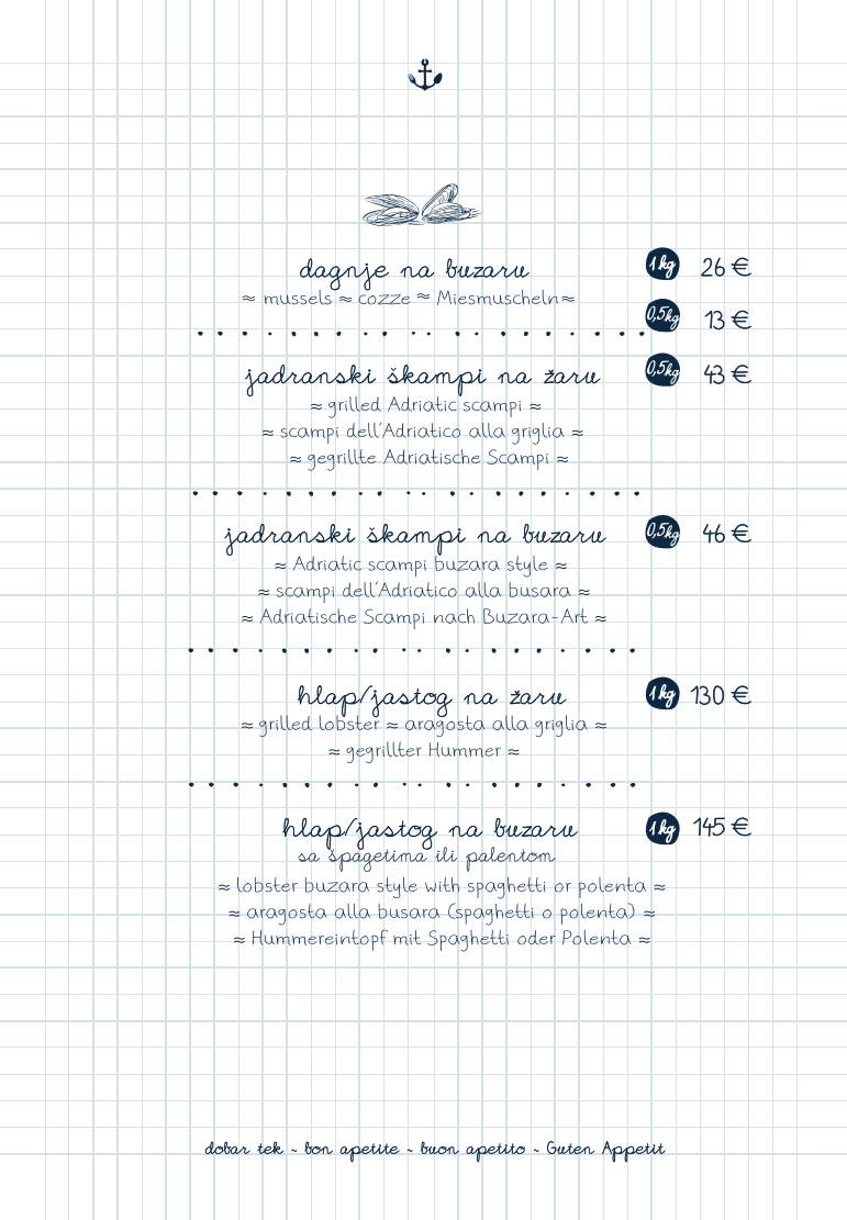 Menu di Bistro Mornar 