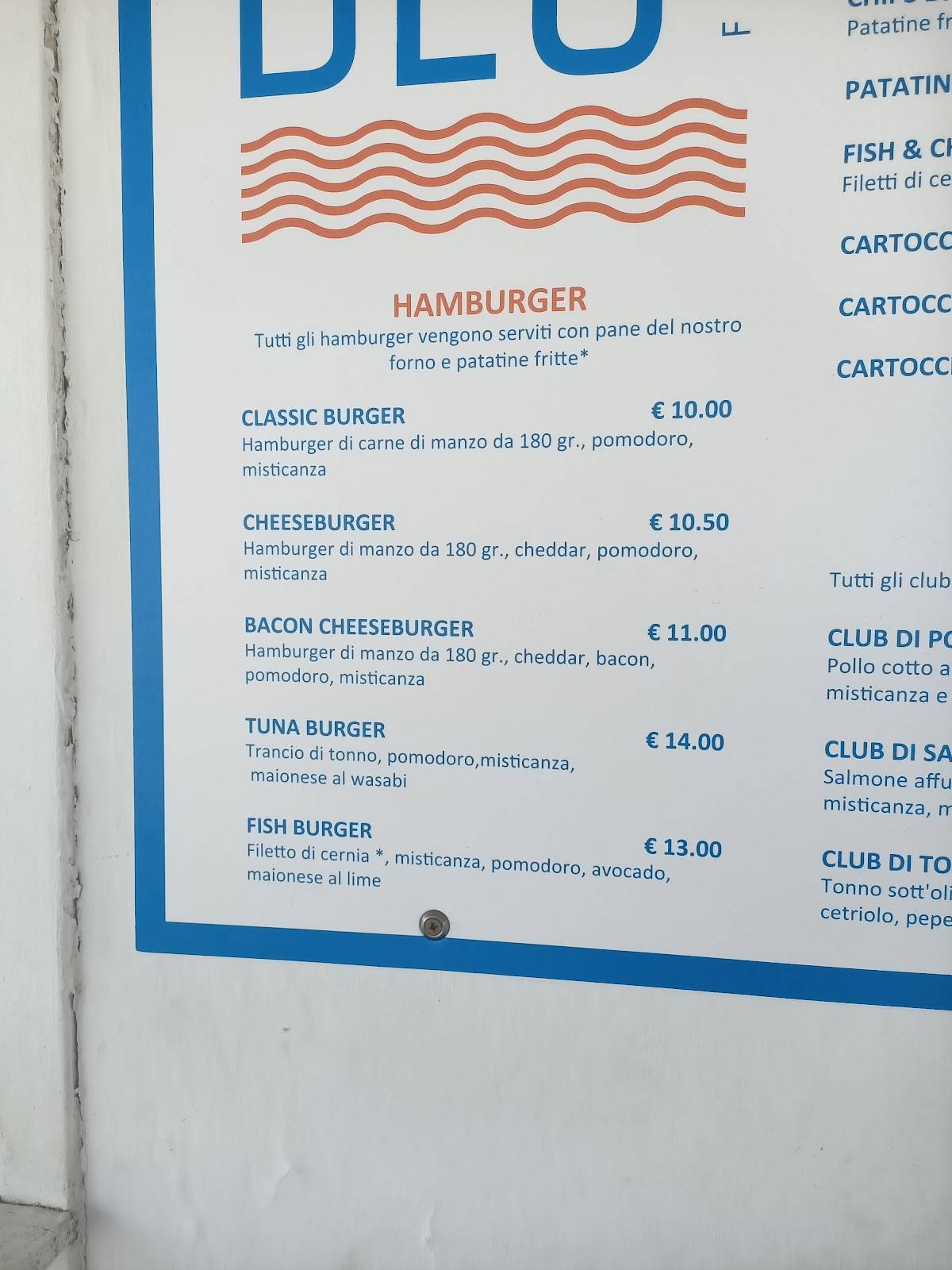 Menu di Blu Fregene 