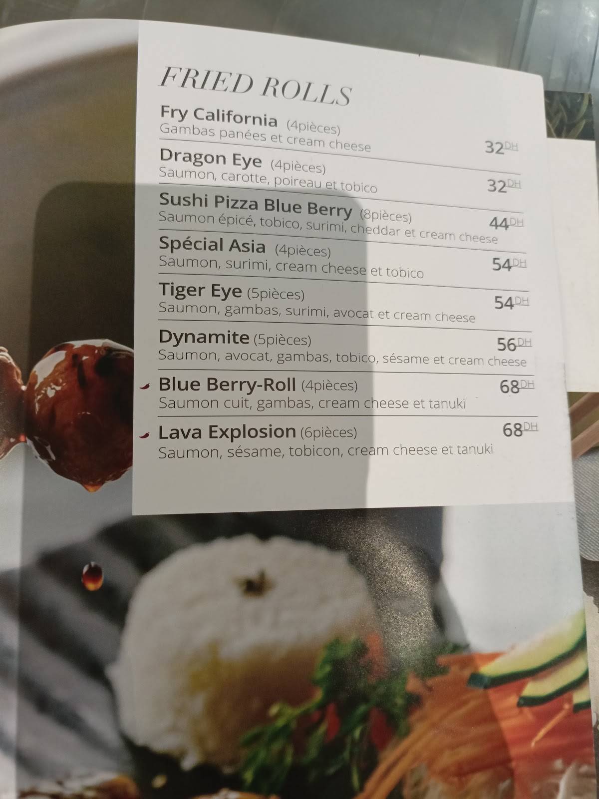 Menu de Blue Berry Rabat