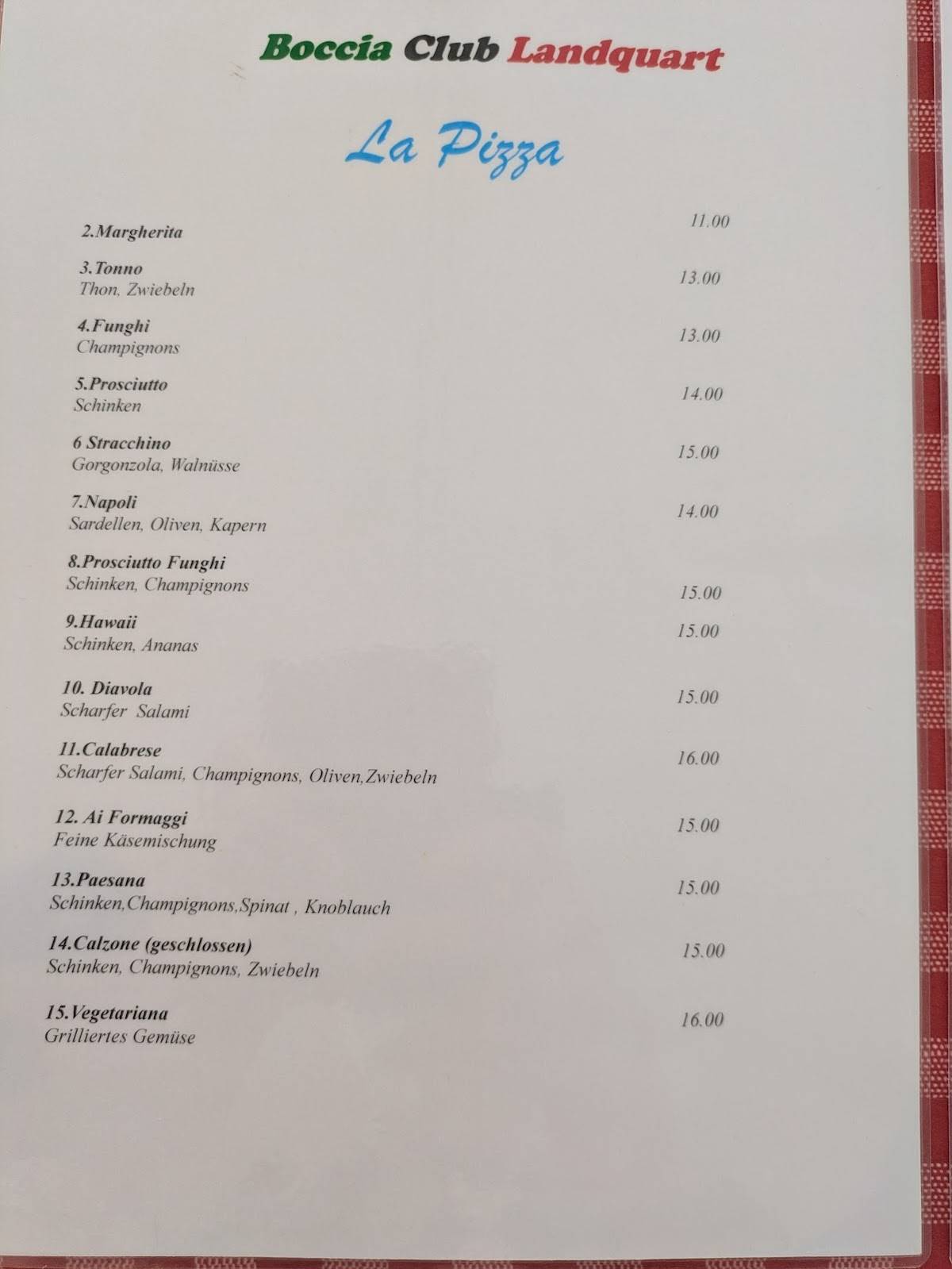 Menu di Boccia Club Landquart 