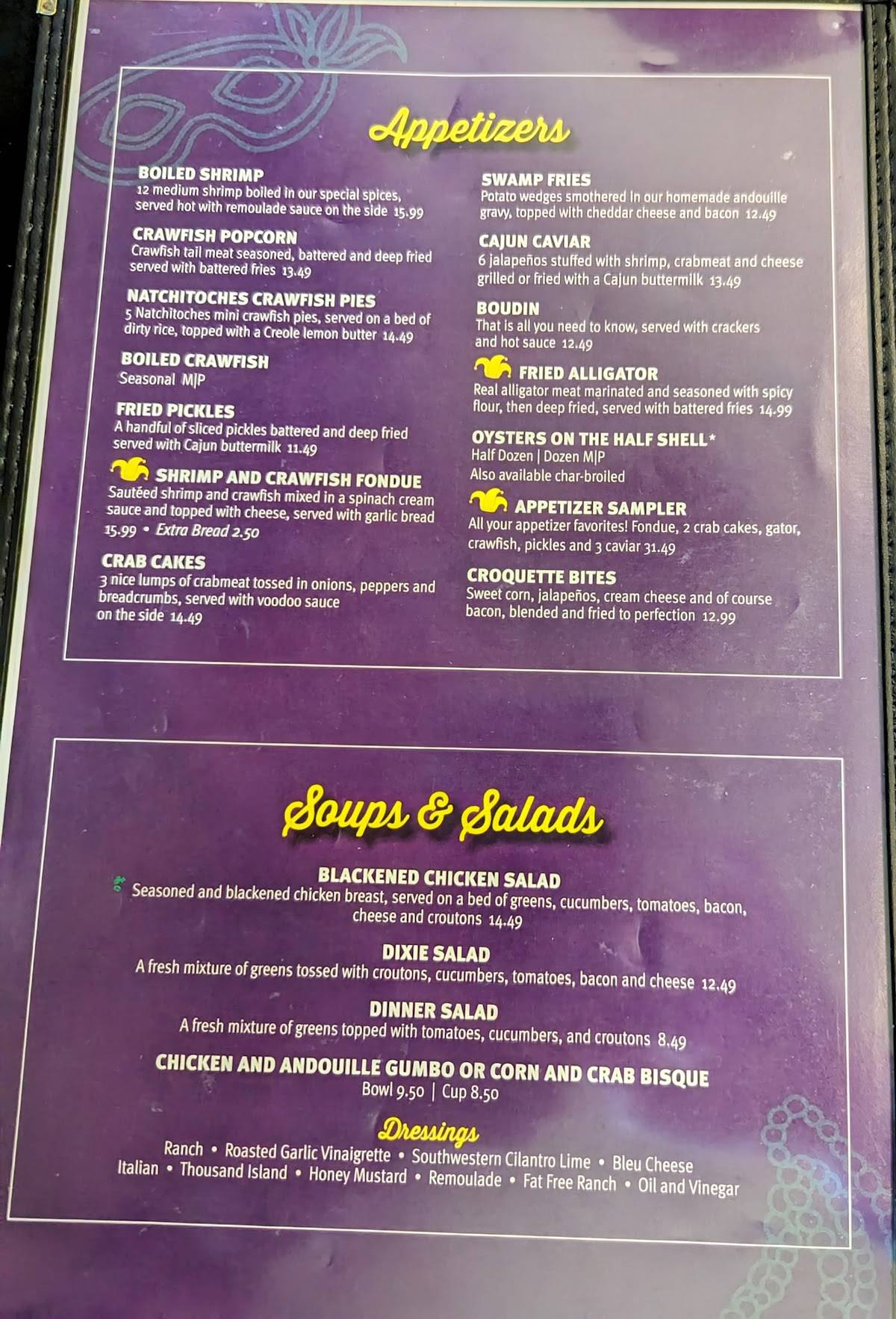 Menu at Boo-Ray's of New Orleans restaurant, Hudson Oaks, 201 Hudson ...