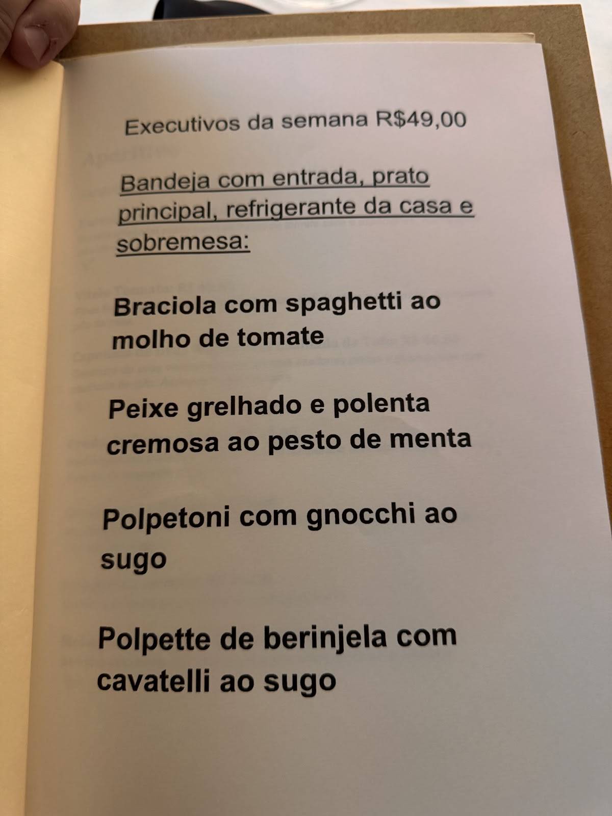 Bottega Mia cardápio