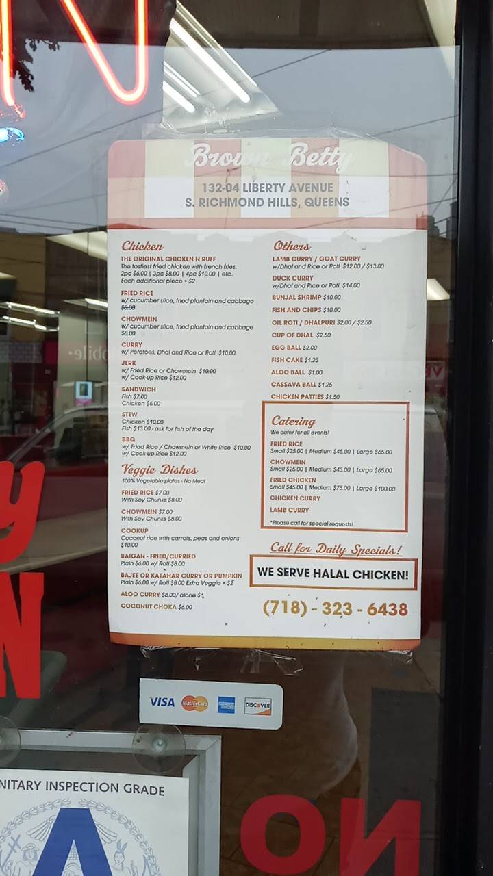Menu at Brown Betty restaurant, New York City, 13204 Liberty Ave