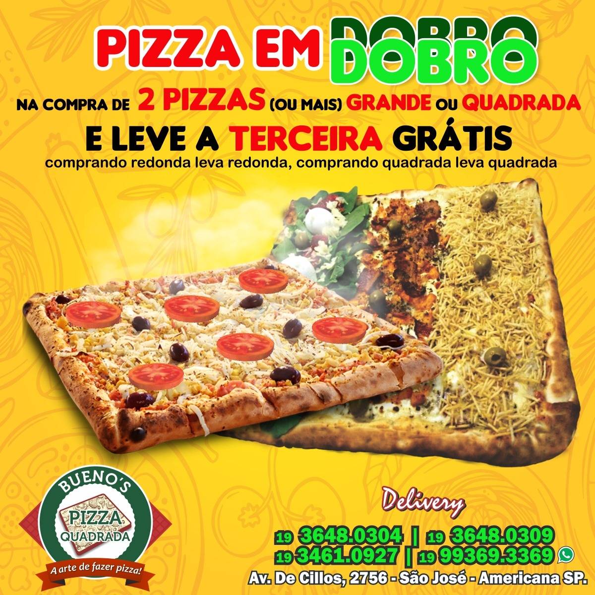 Bueno's Pizza quadrada cardápio