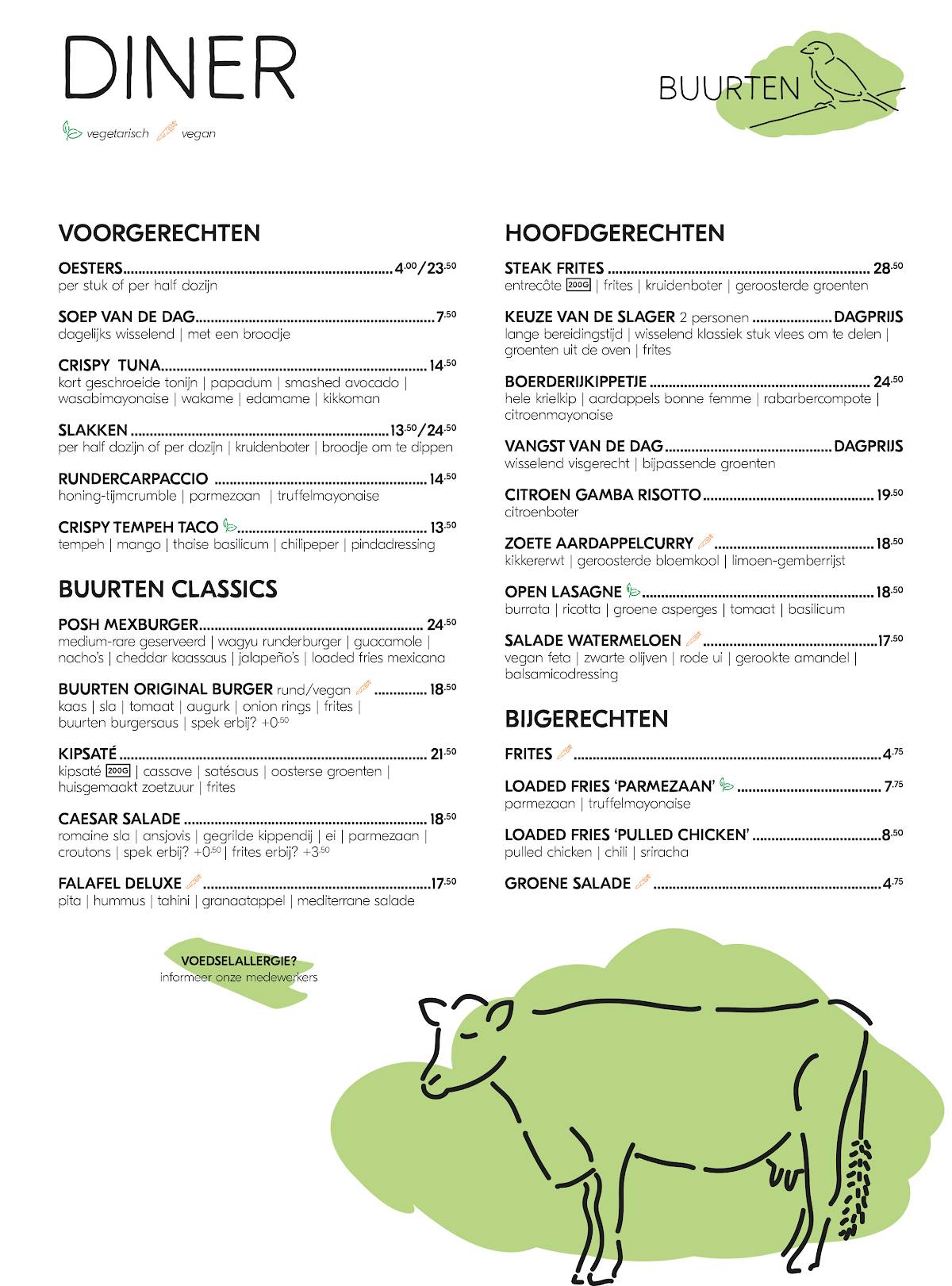 Menu de Restaurant Buurten in de Bieb