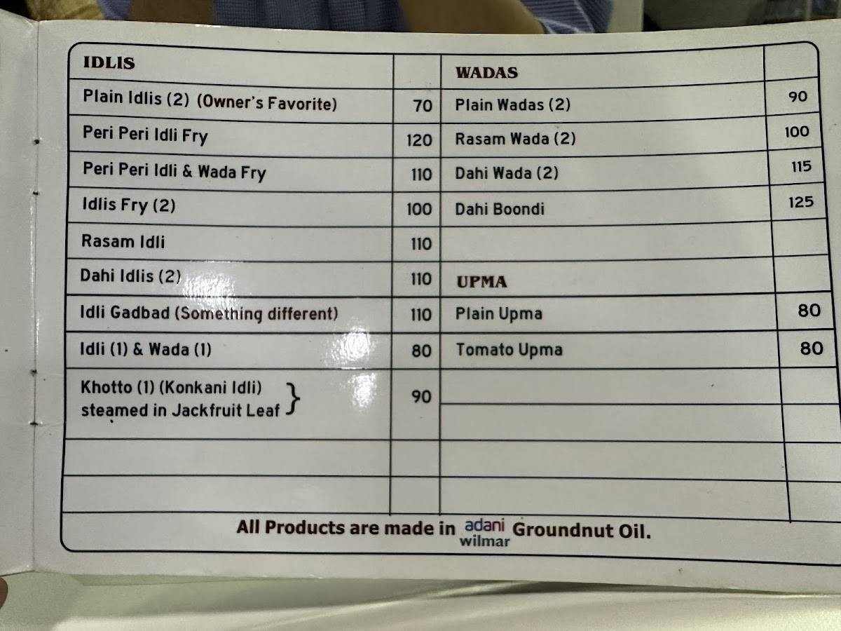 Cafe Mysore menu