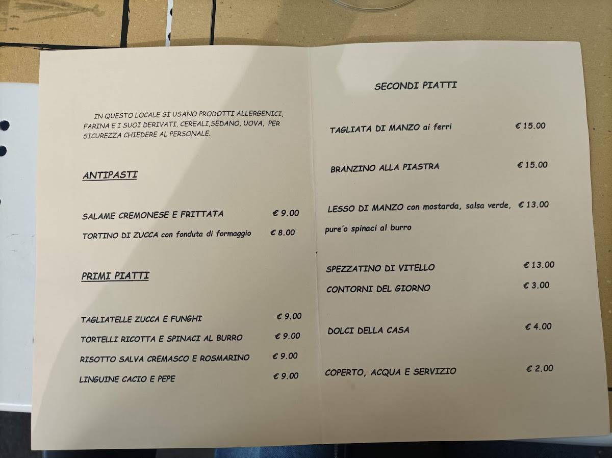 Menu di Caffè Ristorante Stradivari 