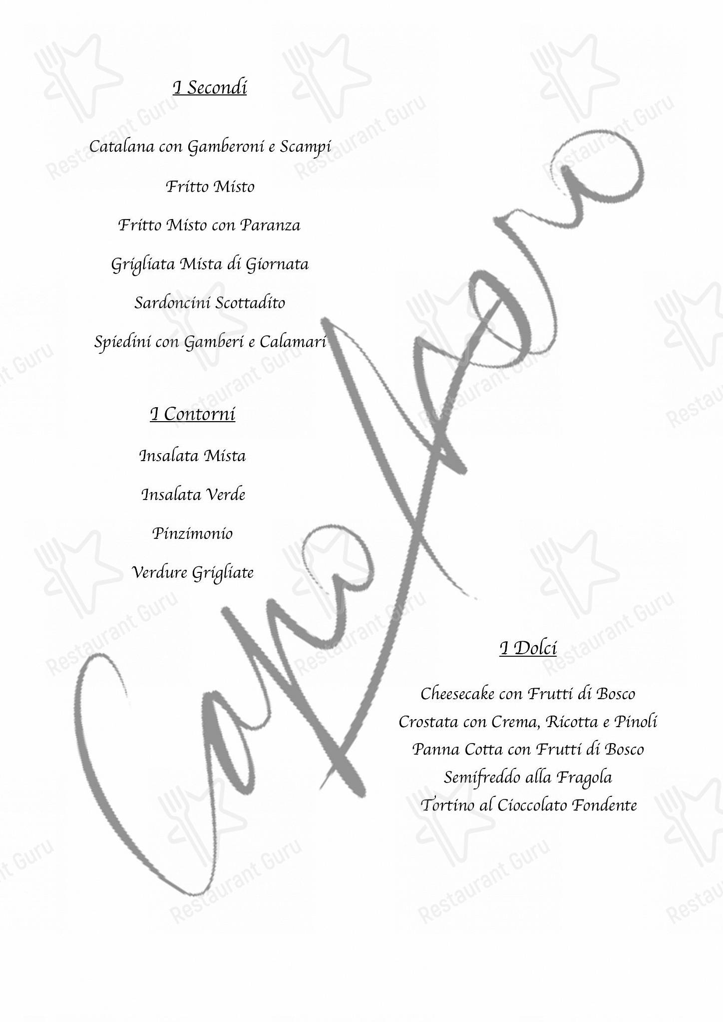 Menu di Ristorante Pizzeria Capo Nero - Menu bar