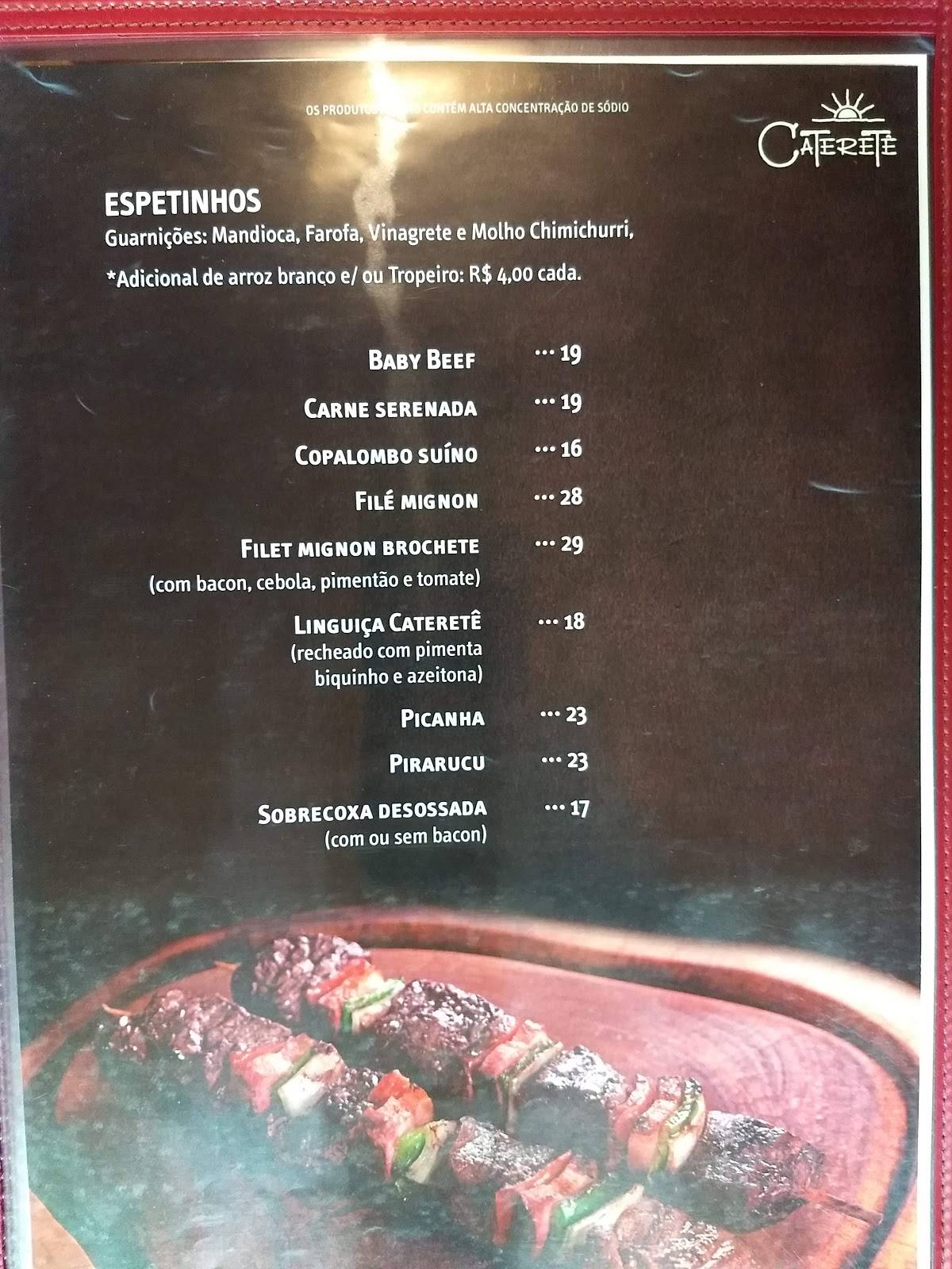 Cateretê cardápio