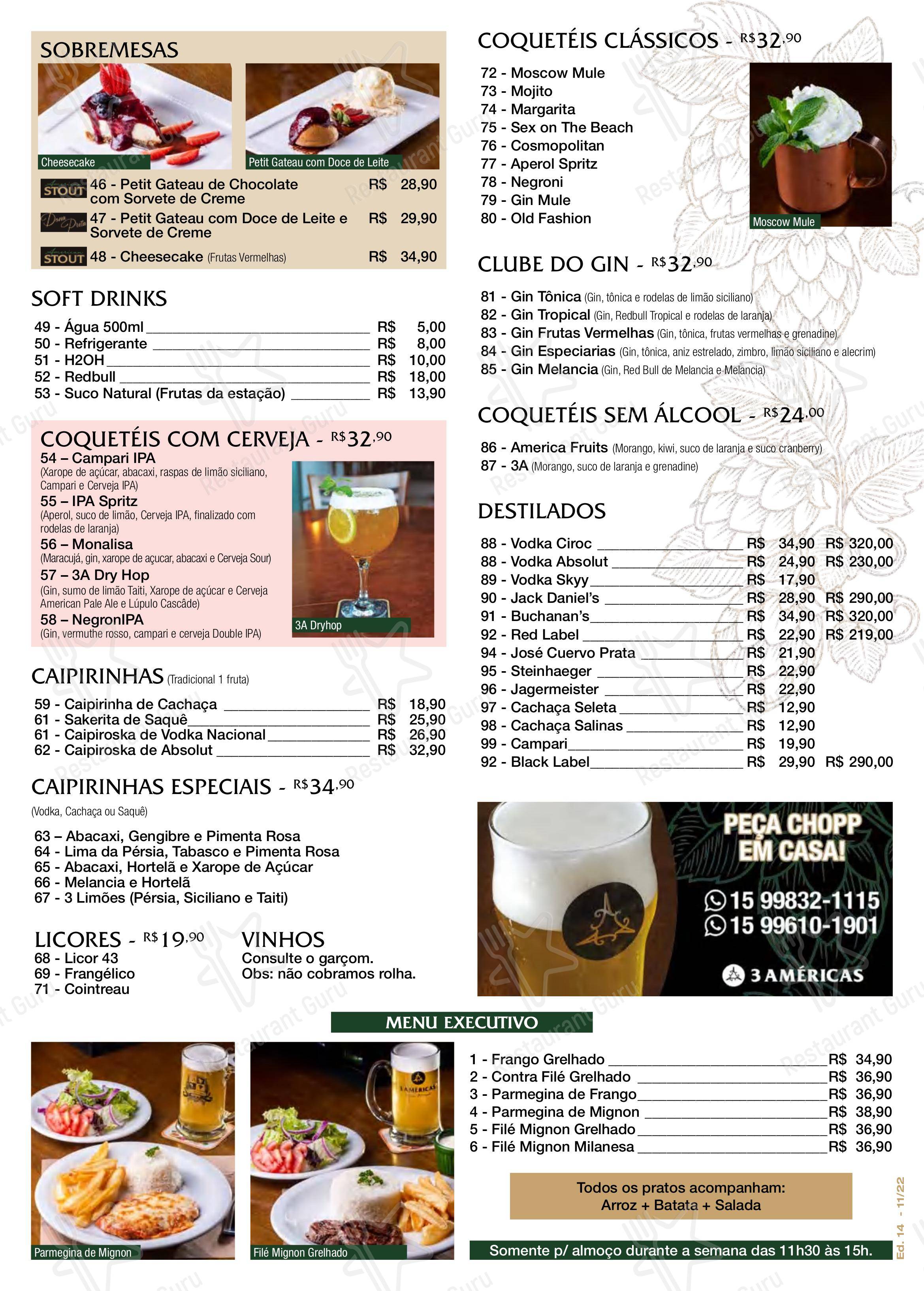 Cervejaria 3 Américas em Sorocaba - Menu bar