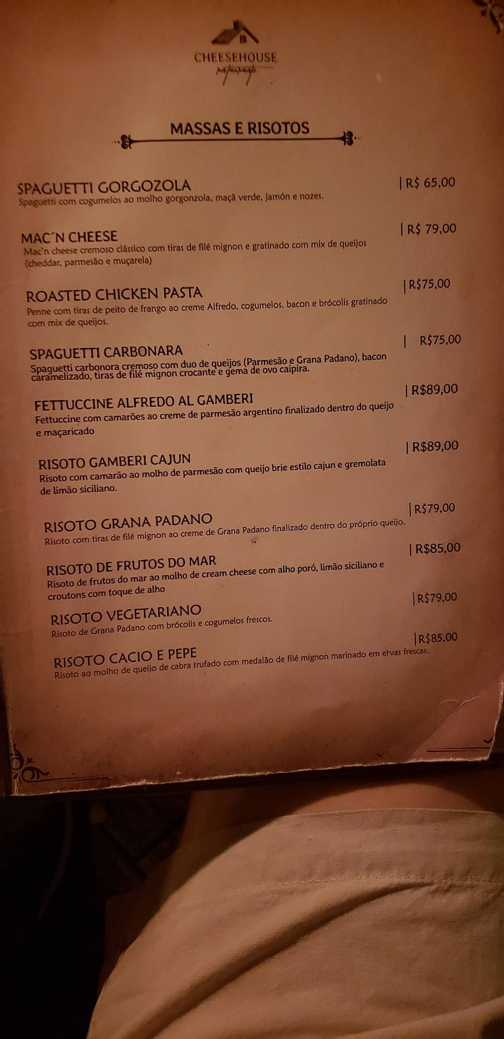 CheeseHouse Restaurante cardápio