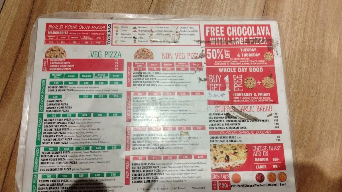 Chicago Pizza Bhopal menu
