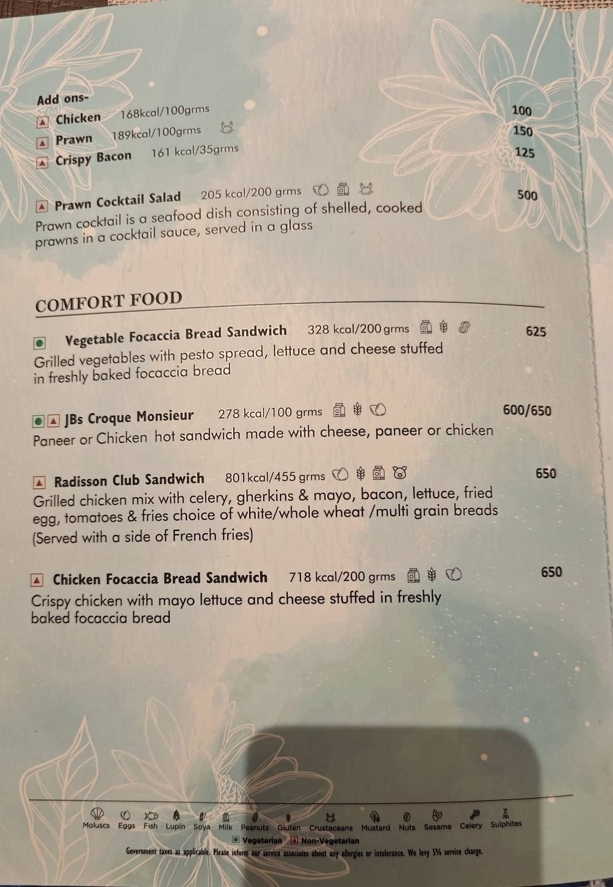 Chill Restaurant menu
