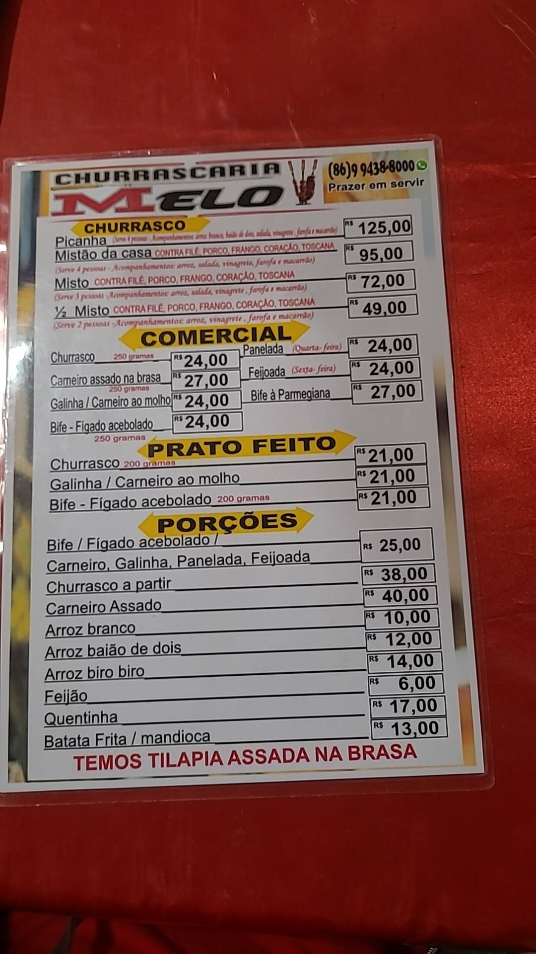 Churrascaria Melo cardápio
