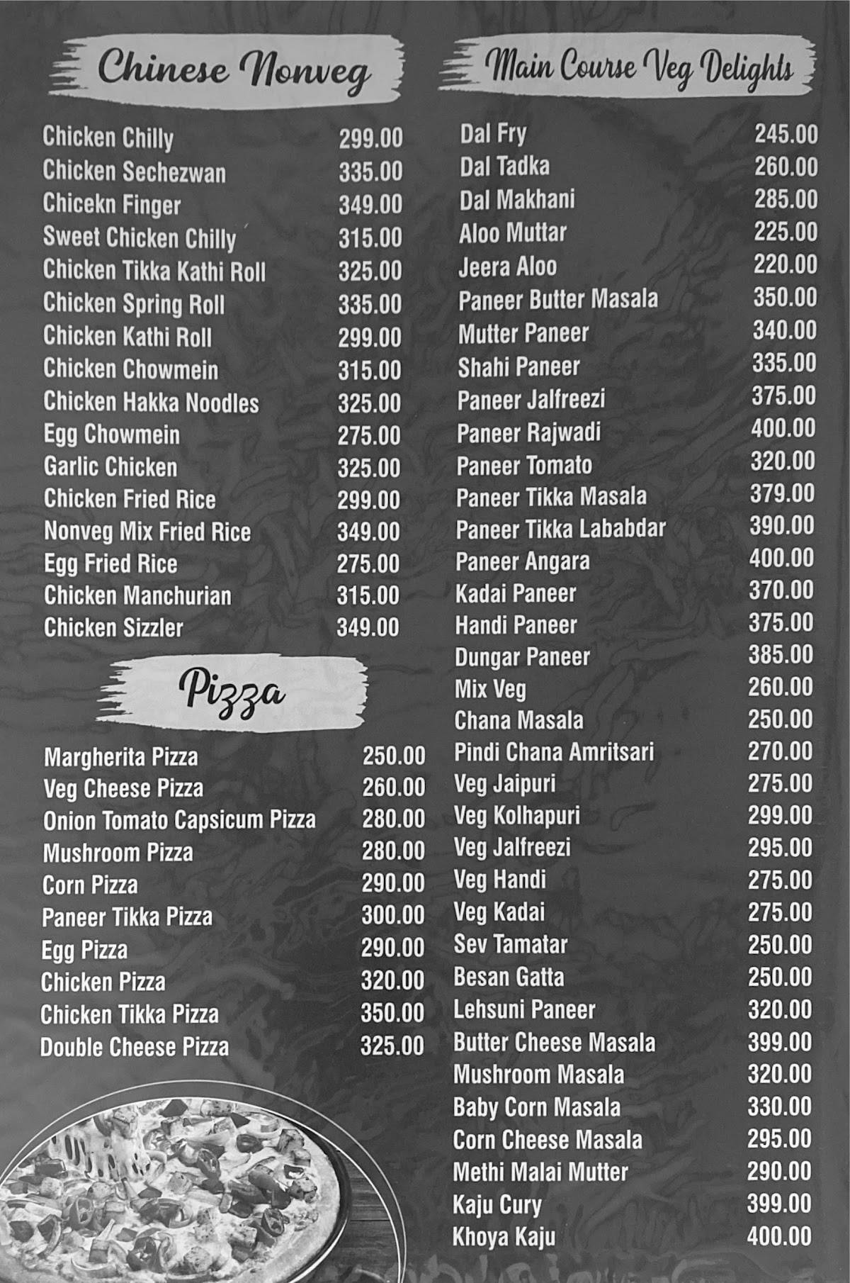 Clouds cafe & restaurant menu
