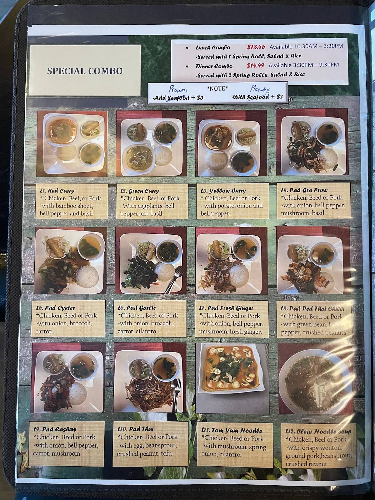 Menu at Coconut Thai Restaurant (Chilliwack), Chilliwack